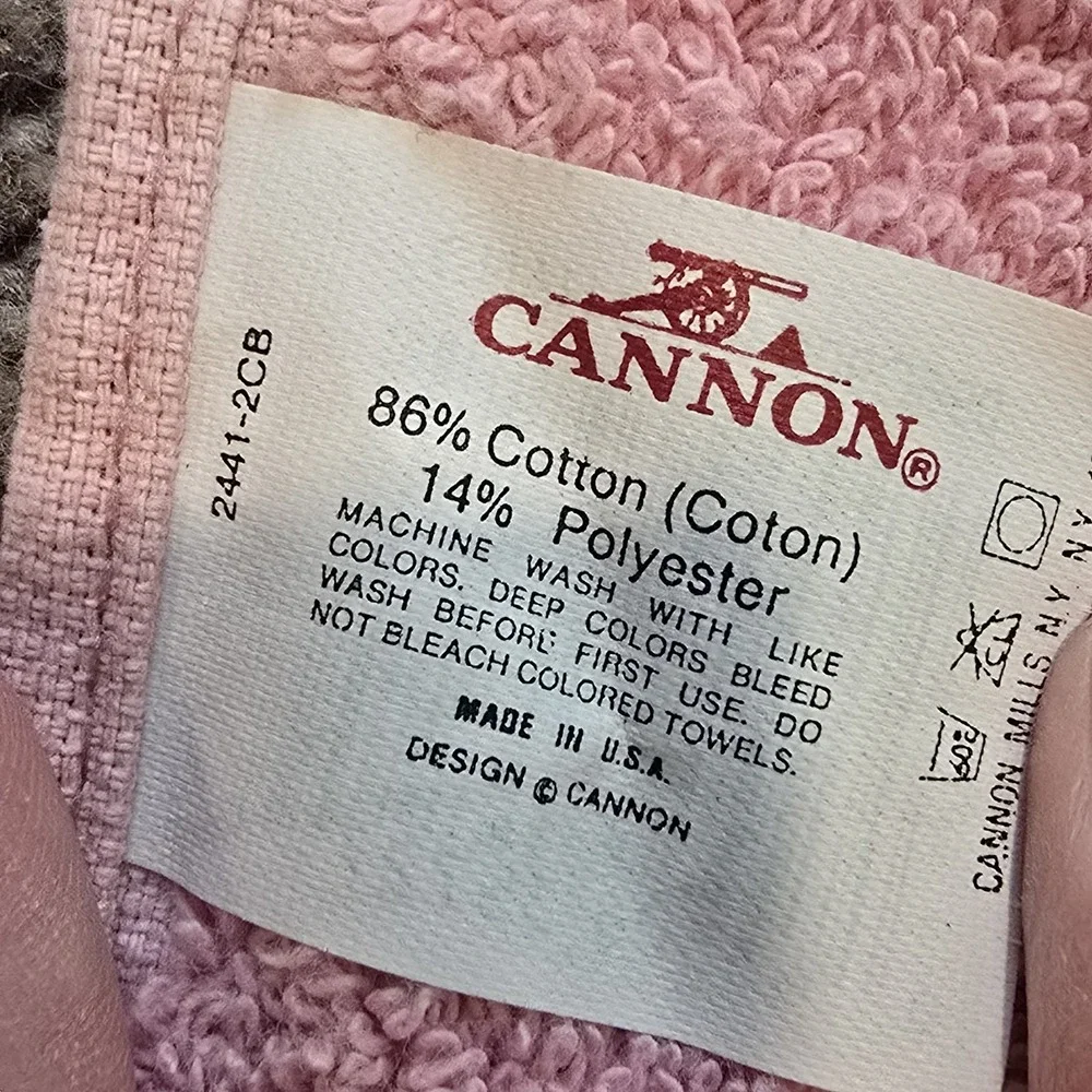 VTG Cannon Large Hand Towel Sea Shell Pink Cotton - Picture 6 of 7